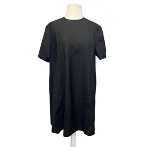 Sara Battaglia Swing Mini Dress sz 44 Medium Short Sleeve‎ Black NWT Back Pleat